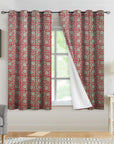 Thick Linen Blackout Curtains with Floral Hand Block Print - Grommet Room Darkening Drapes - 6 Kamal