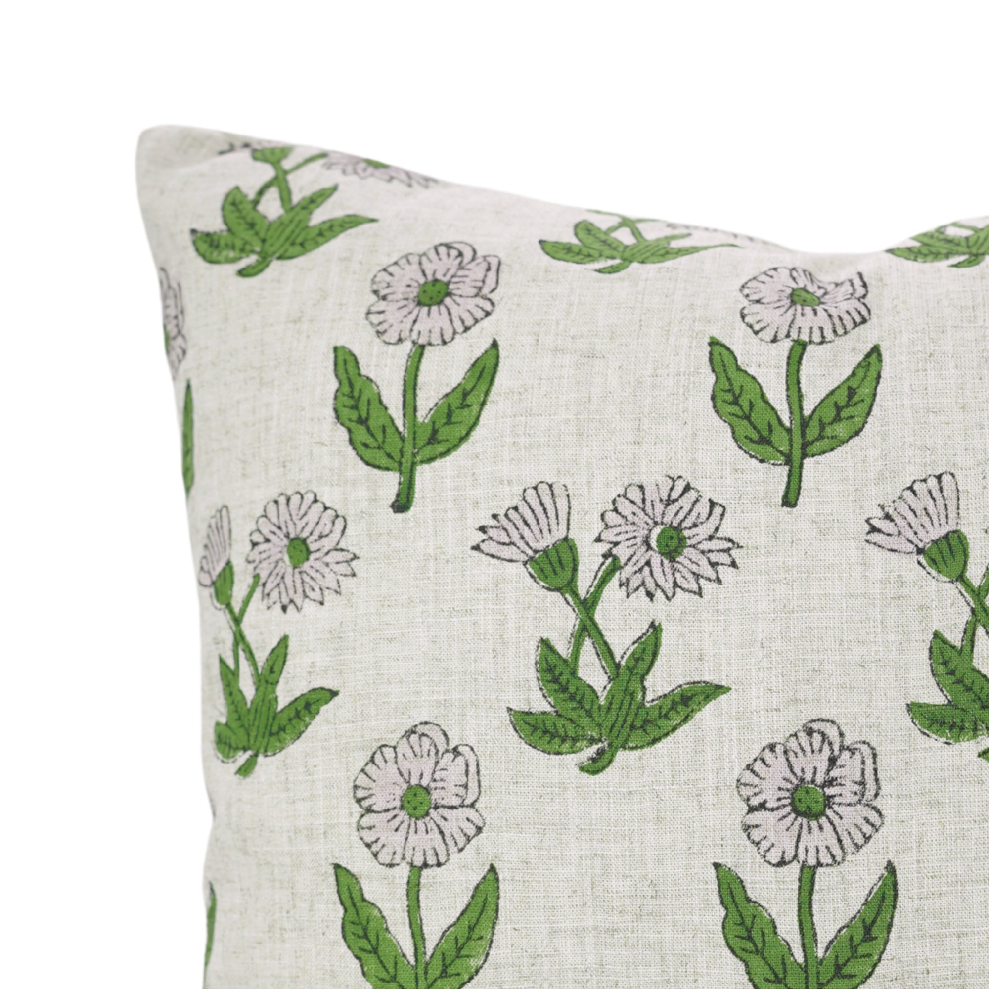 Purple Floral Boho Handblock Printed Throw Cushion Cover in Viscose Linen – Kirti Design