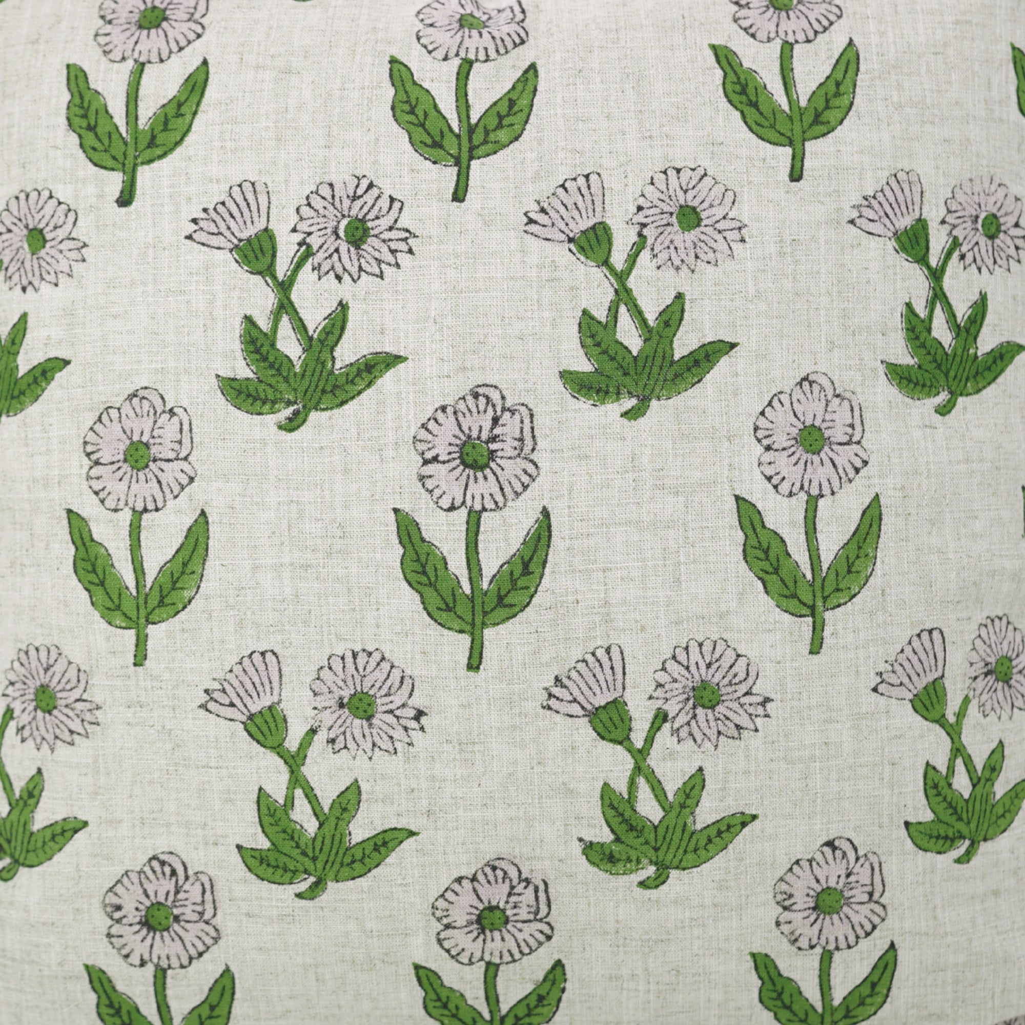 Purple Floral Boho Handblock Printed Throw Cushion Cover in Viscose Linen – Kirti Design