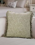 Handmade Indoor Block Printed Pure Linen Frill Pillow Cover - Jarul