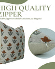 Hand Block Printed Brown & Gray Thick Linen Pillow Cover For Farmhouse & Living Room - Tulip