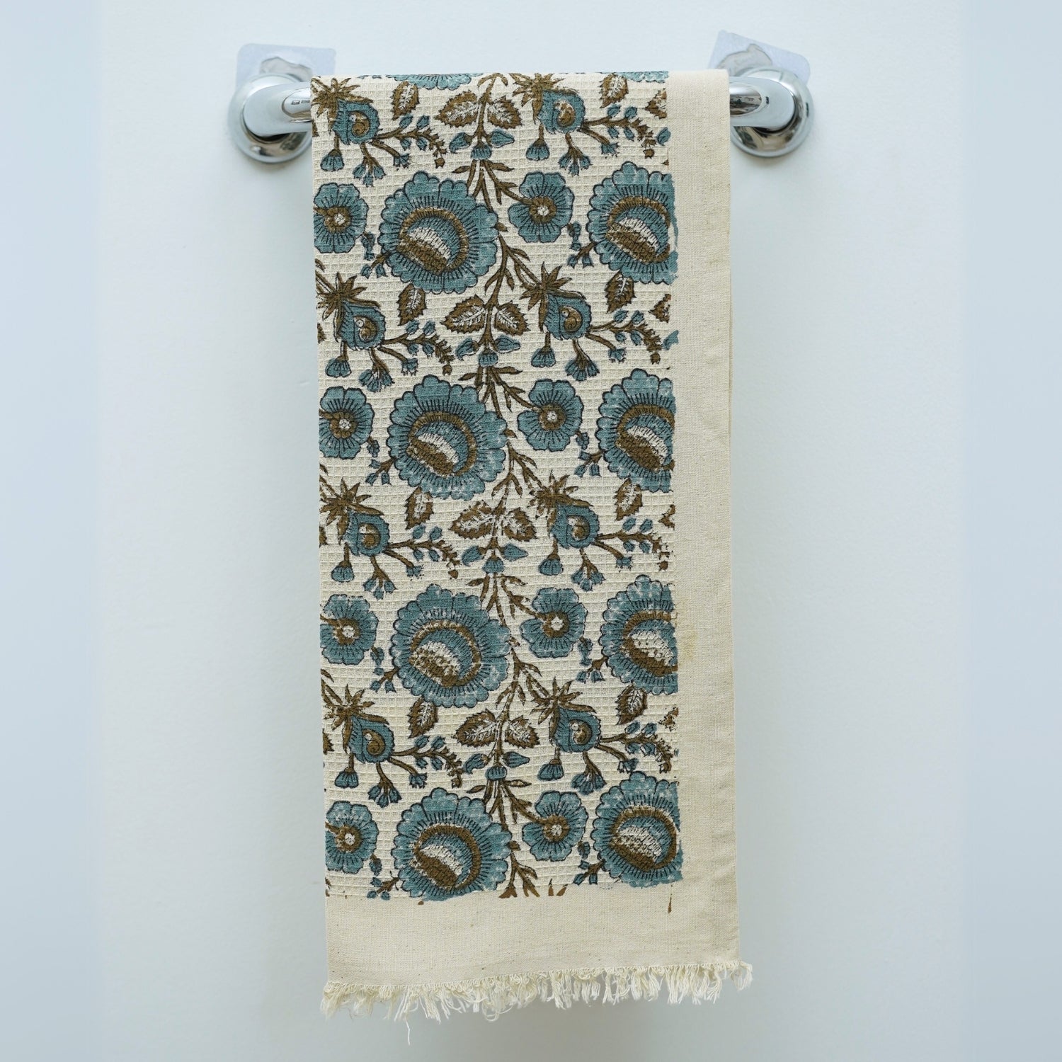 Handblock Printed Cotton Waffle Towels Small Handcrafted For Stylish Homes - Sun Flower Brown By Fabdivine