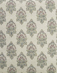 Linen Blend Indoor Pillow Cover Hand Block Printed Pink and Gray Floral with Invisible Zipper