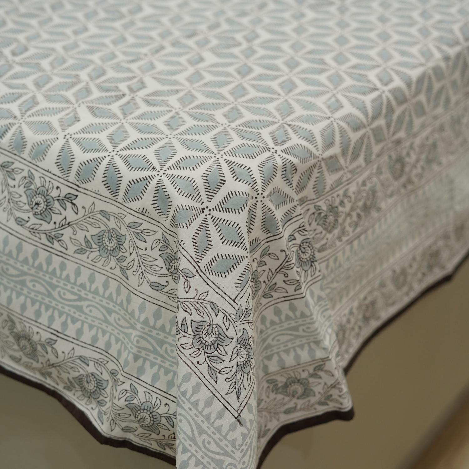 Artisan-made cotton bedsheet featuring traditional Indian block print patterns.