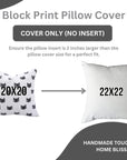 Handcrafted Blue & Black Kitty Cushion Cover on Thick White Cotton for Farmhouse Decor with Invisible Zipper
