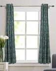 Hand Block Print Linen Blackout Curtains - Indian Fabric Room Decor - Neel Gagan