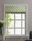 Linen Blend Roman Shade Block Printed Floral Window Blind Handmade Linen Valance - SWARNA