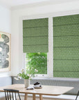 Block Printed Leaf Green Floral Roman Shades on Thick Linen Handmade Custom Window Treatment – PANKHUDI