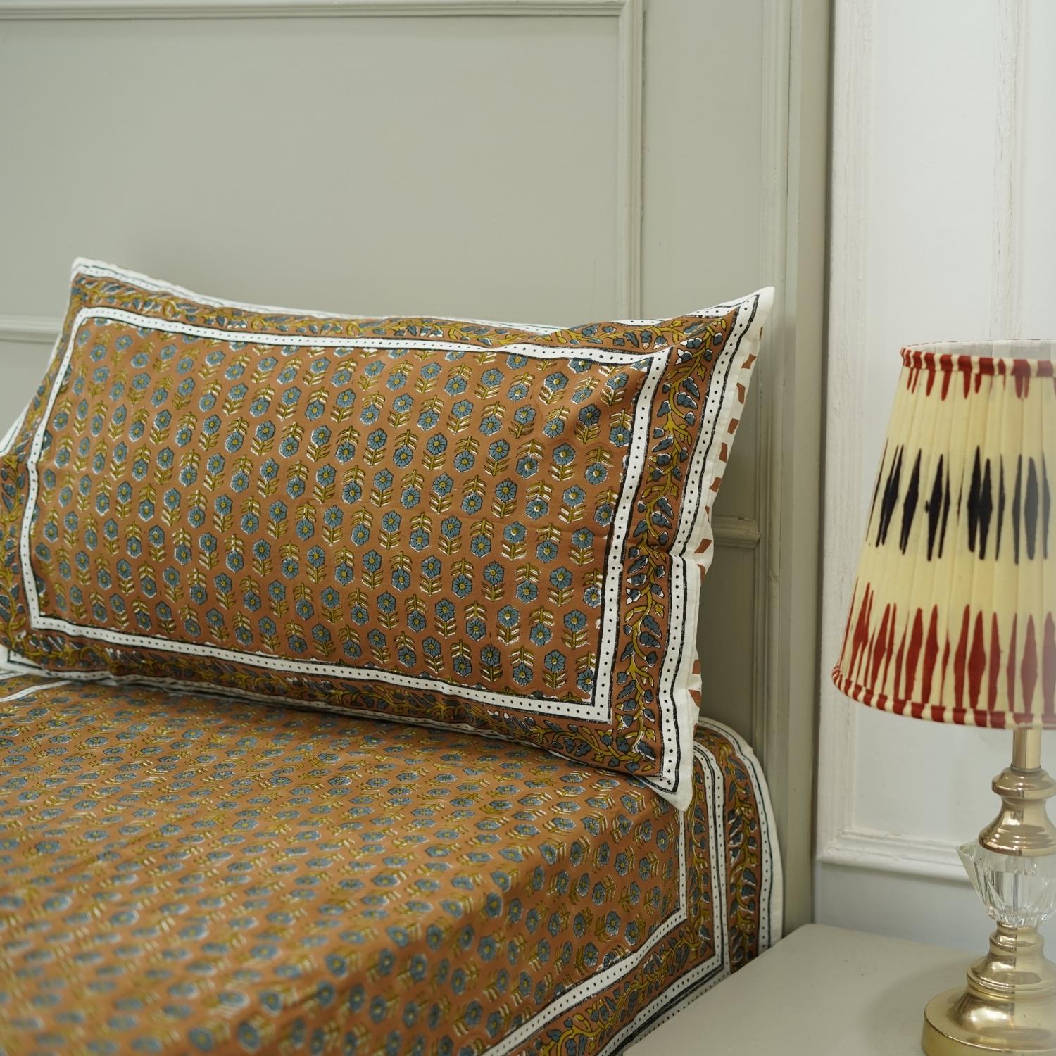 This block printed cotton bedding celebrates floral beauty and handmade art. With wooden blocks and natural dyes, each pattern is carefully crafted to bring comfort and uniqueness to your bed.