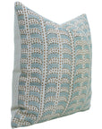 Hand Block Printed Thick Linen Designer Pillow Cover - Blue Garud