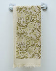 Block Printed Quick Dry Waffle Hand Towel in Mahima Light Gray Cotton Fabric By Fabdivine