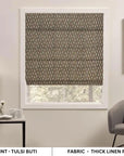 Handmade Block Printed Roman Blind in Thick Linen Boho Brown & Gray Floral Window Shade – TULSI BUTI