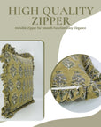 Block Printed Floral Living Room Thick Linen Frill Pillow Cover - Mor Mokut