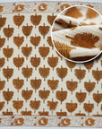 Handmade Block Printed Cotton Towels Waffle Weave For Bathrooms & Kitchens - Udaan Brown By Fabdivine