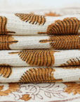 Handmade Block Printed Cotton Towels Waffle Weave For Bathrooms & Kitchens - Udaan Brown By Fabdivine