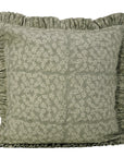 Block Printed Floral Pure Linen Frill Pillow Cover - Ola Vrishti