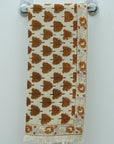 Handmade Block Printed Cotton Towels Waffle Weave For Bathrooms & Kitchens - Udaan Brown By Fabdivine