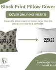 Hand Block Printed Brown & Gray Thick Linen Pillow Cover For Farmhouse & Living Room - Tulip