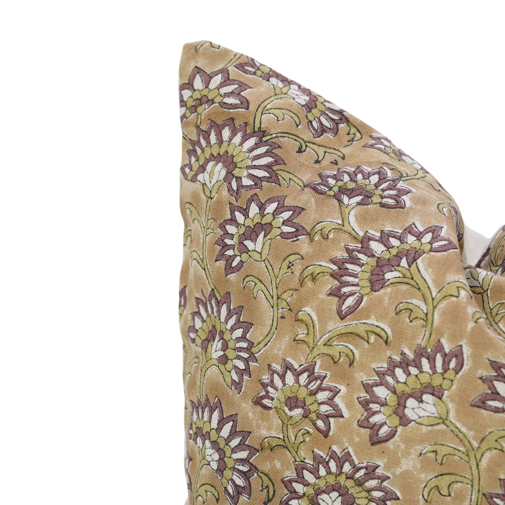 Handcrafted Chocolate Brown and Green Floral Boho Cushion Cover in Pure Linen – Rajnigandha