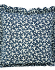 Block Printed Floral Off-Whhite Linen Pillow Cover - Pushpak Viman