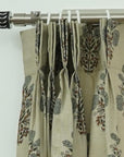 Hand Block Printed Floral Linen Curtains - Blackout Window Door Treatment - Swadesh
