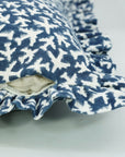 Block Printed Floral Off-Whhite Linen Pillow Cover - Pushpak Viman