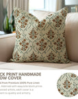 Block Printed Pillow Cover For Sofa/Couch Or Bed - Pure Linen - Vishal Pushp