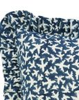 Block Printed Floral Off-Whhite Linen Pillow Cover - Pushpak Viman
