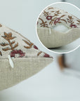 Handmade Throw Pink & Green Floral Block Printed Thick Linen Boho Pillow Case For Living Room - Shehjan