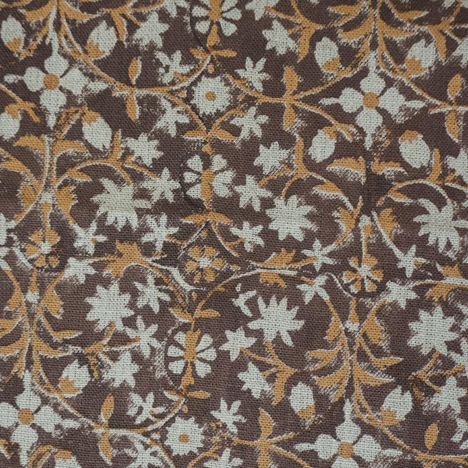 Hand Block Printed Boho Roman Shade Maroon & Mustard Floral Window Blind in Heavy Linen – Mahalaxmi