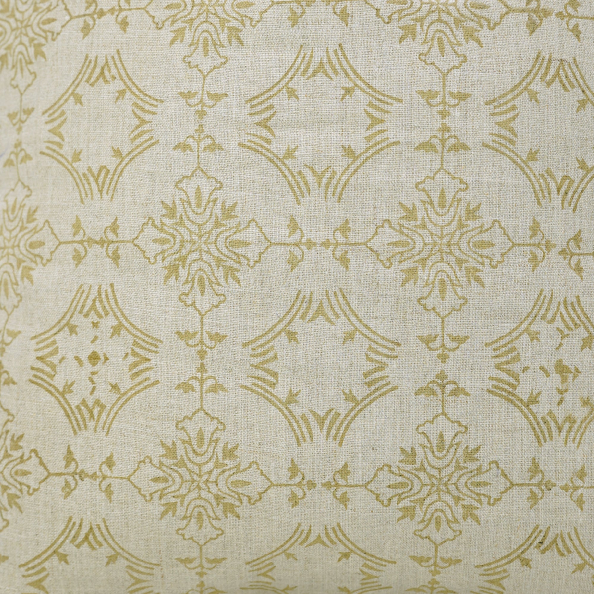 Handmade Printed Light Yellow Floral Boho Throw Pillow Case/Cover in Pure Linen – Chakravyuh