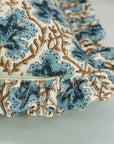 Handcrafted Linen Blue Floral Frill Pillow Cover