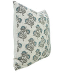 Block Printed Floral Living Room Viscous Linen Pillow Cover - Bealpatra