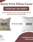 Handmade Throw Pink & Green Floral Block Printed Thick Linen Boho Pillow Case For Living Room - Shehjan