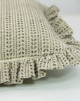 Block Printed Floral Farmhouse Thick Linen Frill Pillow Cover - Ratanbel