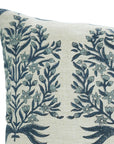Boho Handblock Printed Pillow Case – Vrindavan Blue Floral Linen Blend By Fabdivine.