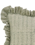 Block Printed Floral Farmhouse Thick Linen Frill Pillow Cover - Ratanbel