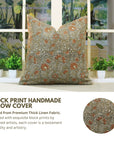 Block Print Pillow Cover For Sofa Couch Or Bed Thick Linen - Kundanvan