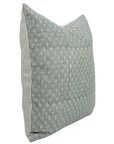 Block Printed Gray Mini Floral Throw Pillow Covers for Farmhouse Decor in Pure Linen - Riva
