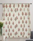 HandBlocked White Linen Blackout Curtains - Elegant Indian Home Decor - Swadesh