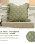 Hand Block Printed Thick Linen Dark Green Cushion Cover- Rohini