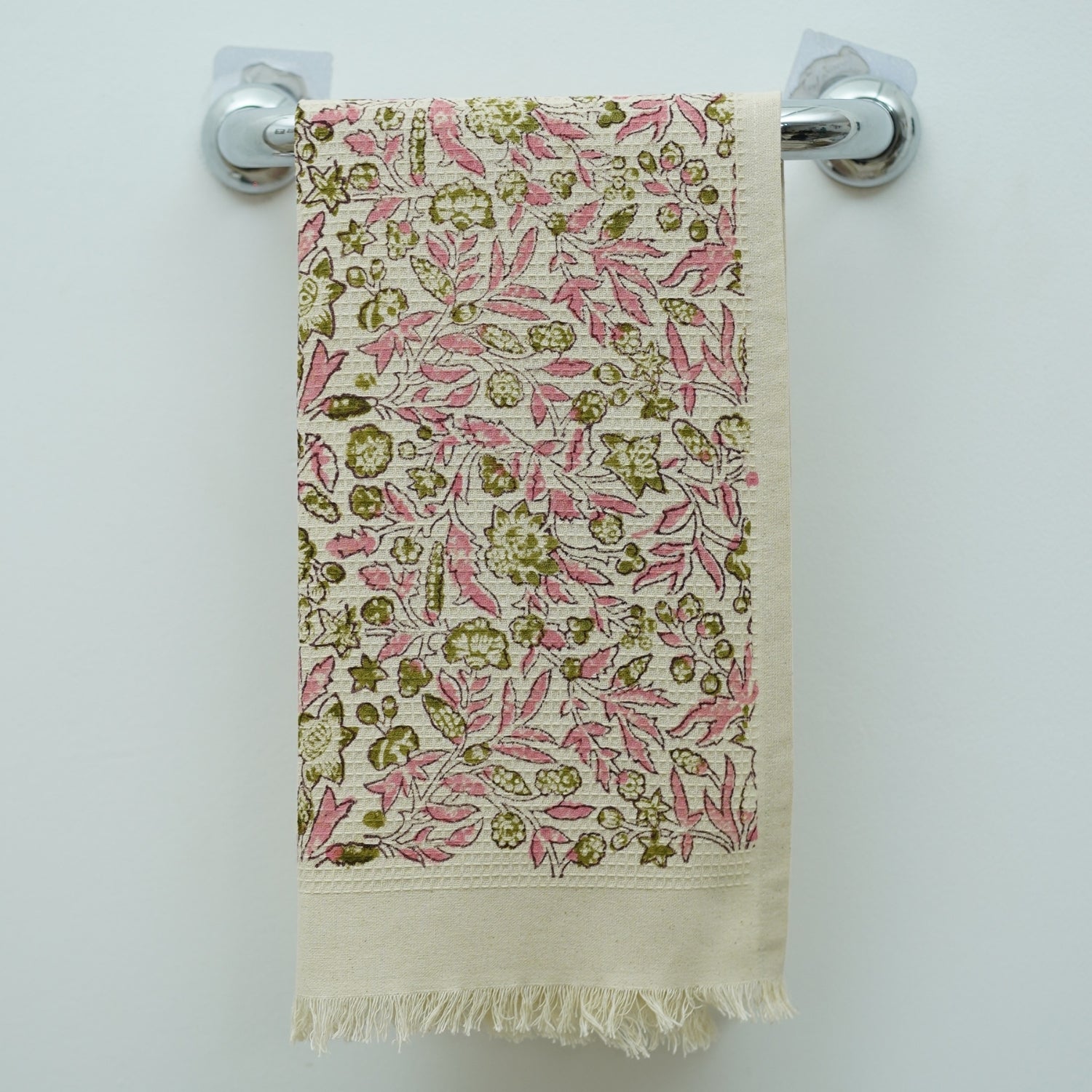 Handblock Printed Decorative Cotton Waffle Towels Floral Elegance Hand Towels - Chiranjiv By Fabdivine