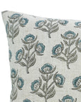 Block Printed Floral Living Room Viscous Linen Pillow Cover - Bealpatra