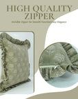 Hand Block Printed Thick Linen Dark Green Cushion Cover- Rohini