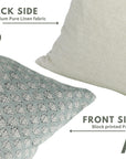 Block Printed Gray Mini Floral Throw Pillow Covers for Farmhouse Decor in Pure Linen - Riva