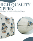 Handmade Designer Blue Floral Block Printed in Viscose Linen Pillow Cover for Living Room - Mohini