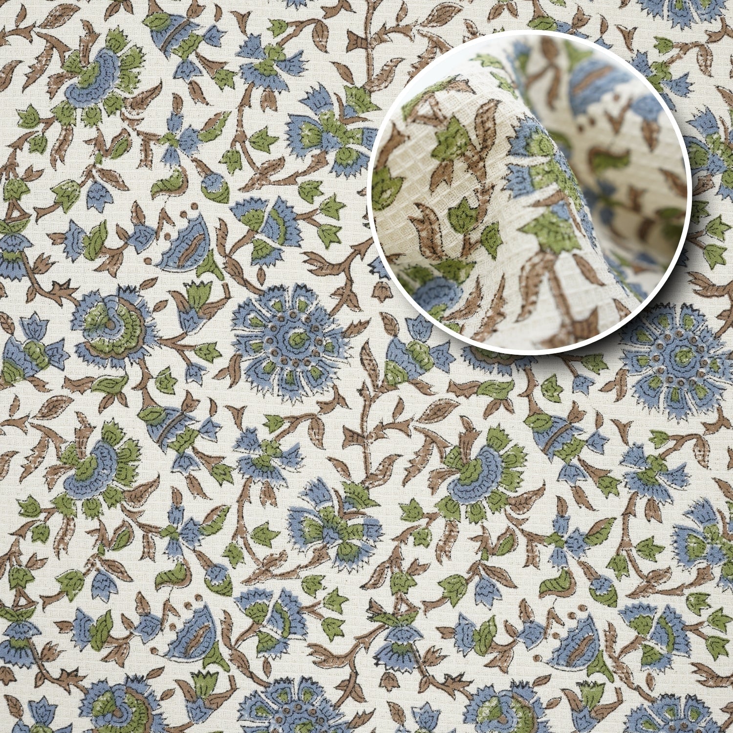 Handcrafted Floral Cotton Waffle Hand Towels - Pusplata Blue Elegance By Fabdivine