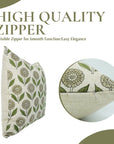 Floral Print Linen Blend Hand Block Green Cushion Cover - Ganda Pushp By Fabdivine