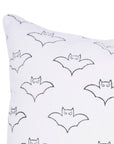 Handmade Indian Block Printed Bat Pillow Cover on Thick White Cotton by Artisans for Indoor Room Decor
