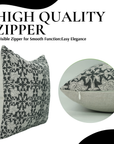 Handcrafted Block Printed Floral 100% Pure Linen in Black & Gray Pillow Cover - Chudamani